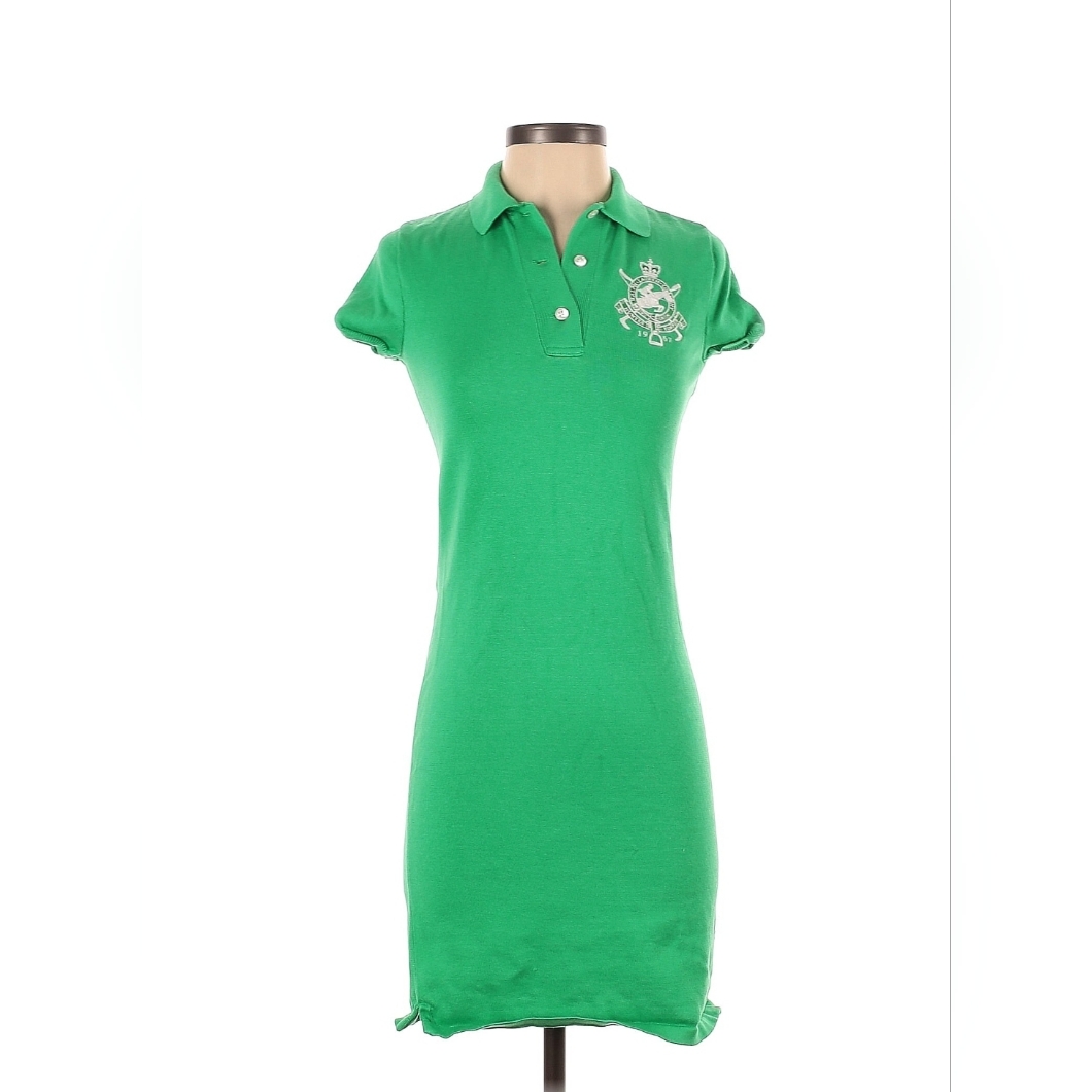 Ralph Lauren Black Label Hunter Jumper Equestrian Tennis Knit Polo Dress Green S